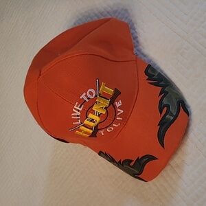 Live To Hunt To Live Hunters Orange Tribal Camo Design Strap Hat